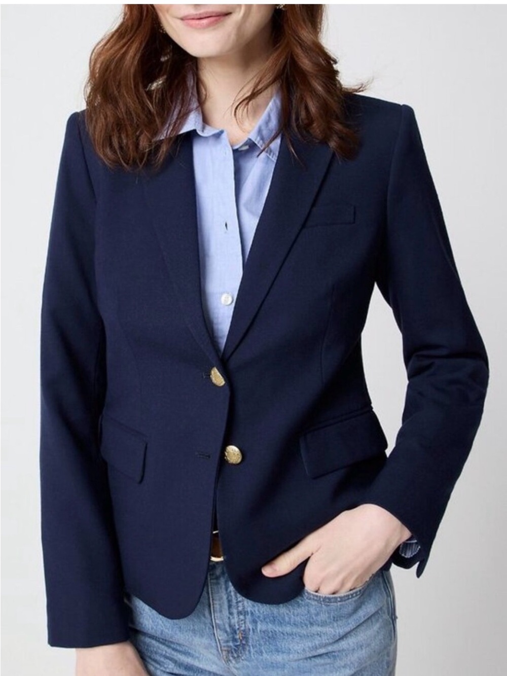 J.Crew schoolboy Blazer wool blend jacket navy blue women’s size 12